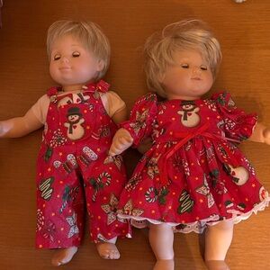 Doll clothes- Holiday twin outfits (Fits 15" American Girl Bitty Twins)